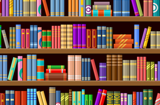 Bookcase with books